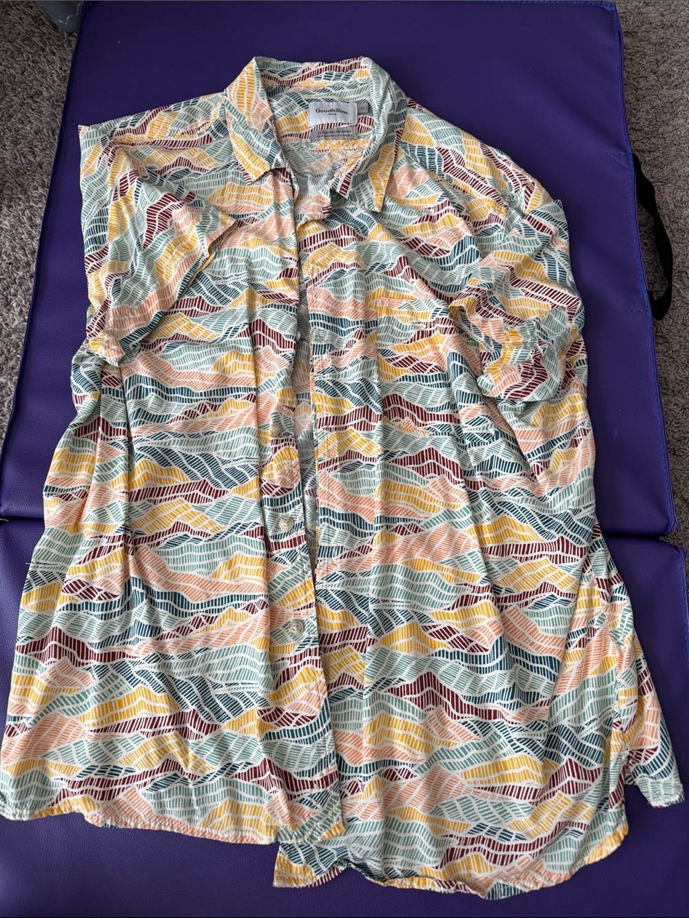 Goodfellow & Co Multicolor Wavy Stripe Button-Up Top